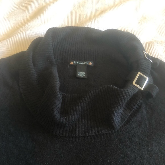 Black Cowl Neck Sweater with Buckle Detail - Picture 5 of 7